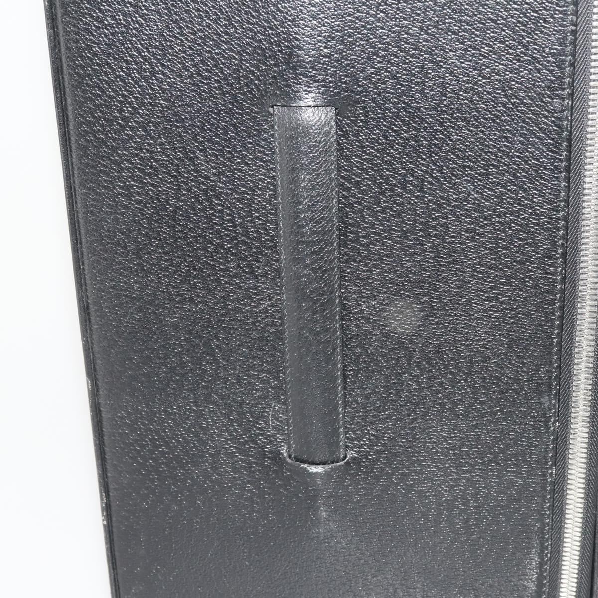 BALLY Carry Case Leather Black Silver Auth bs36906