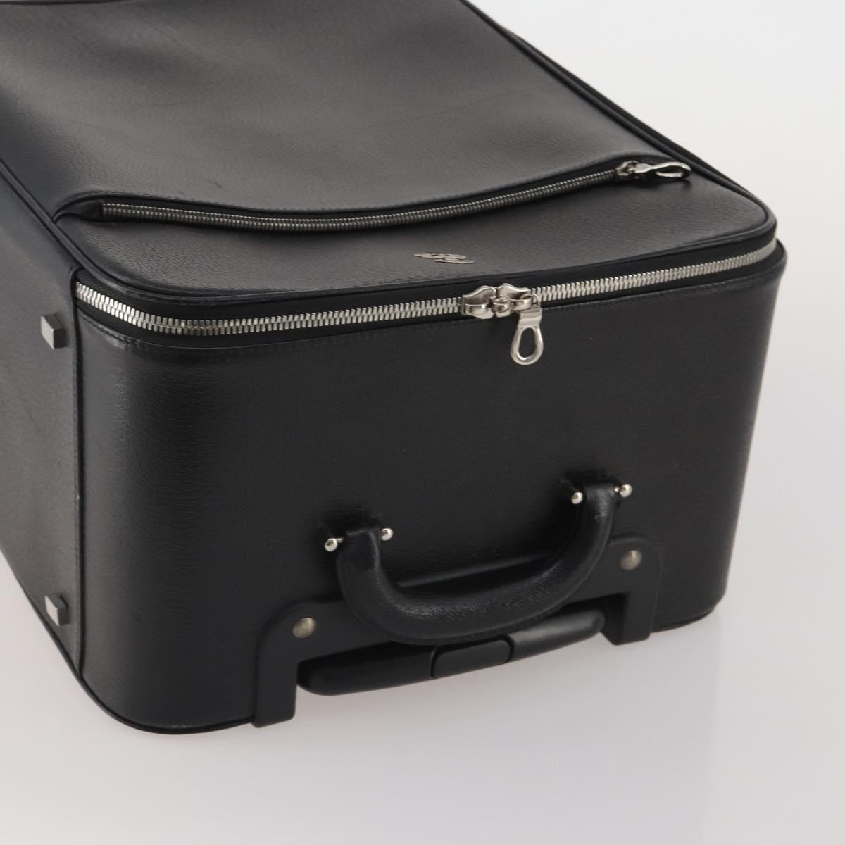 BALLY Carry Case Leather Black Silver Auth bs36906