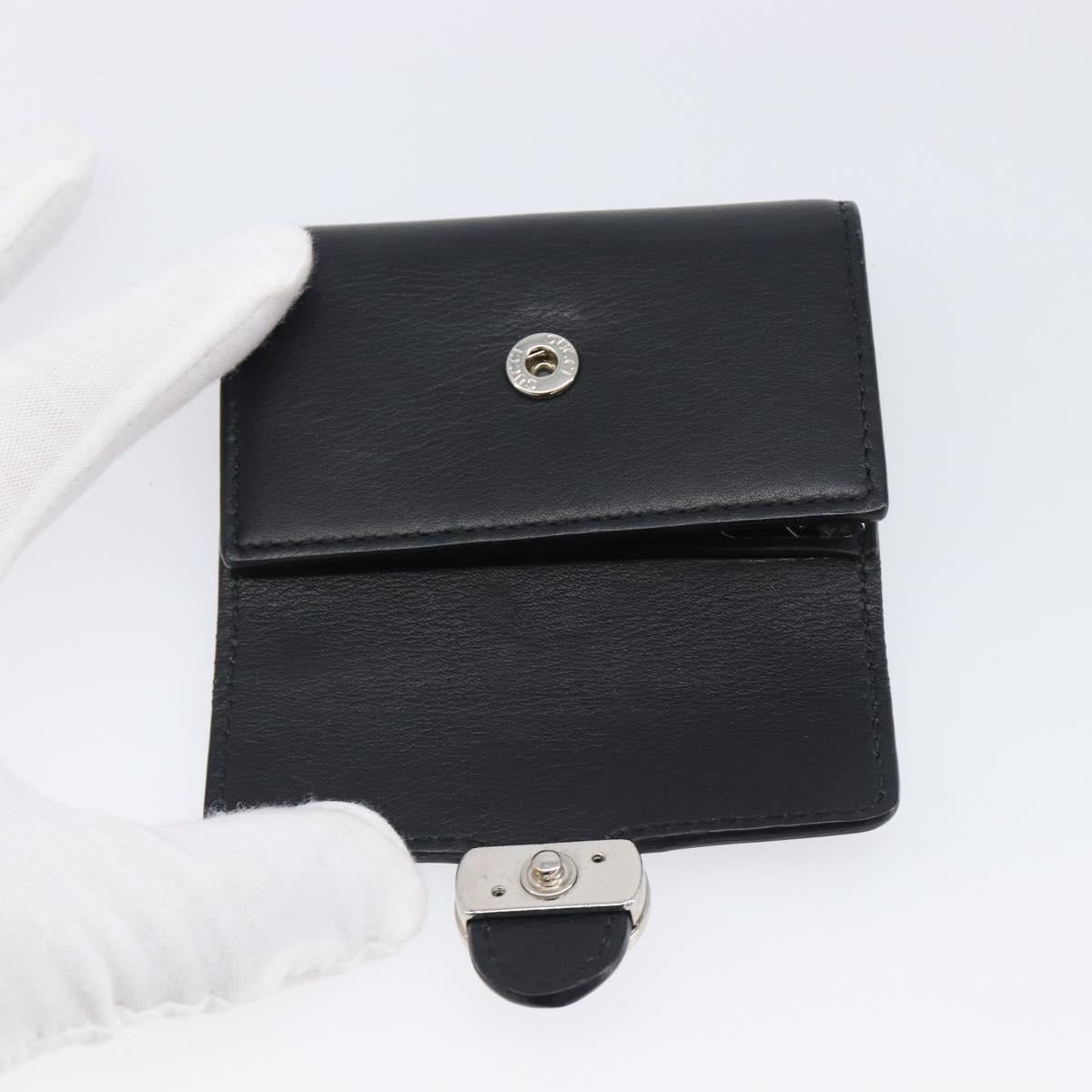 GUCCI Key Case Leather Black Silver Auth bs36907