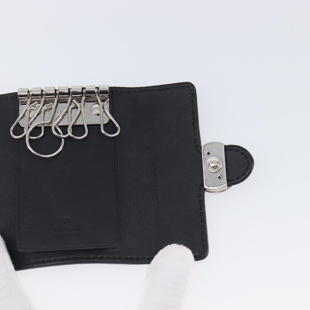 GUCCI Key Case Leather Black Silver Auth bs36907