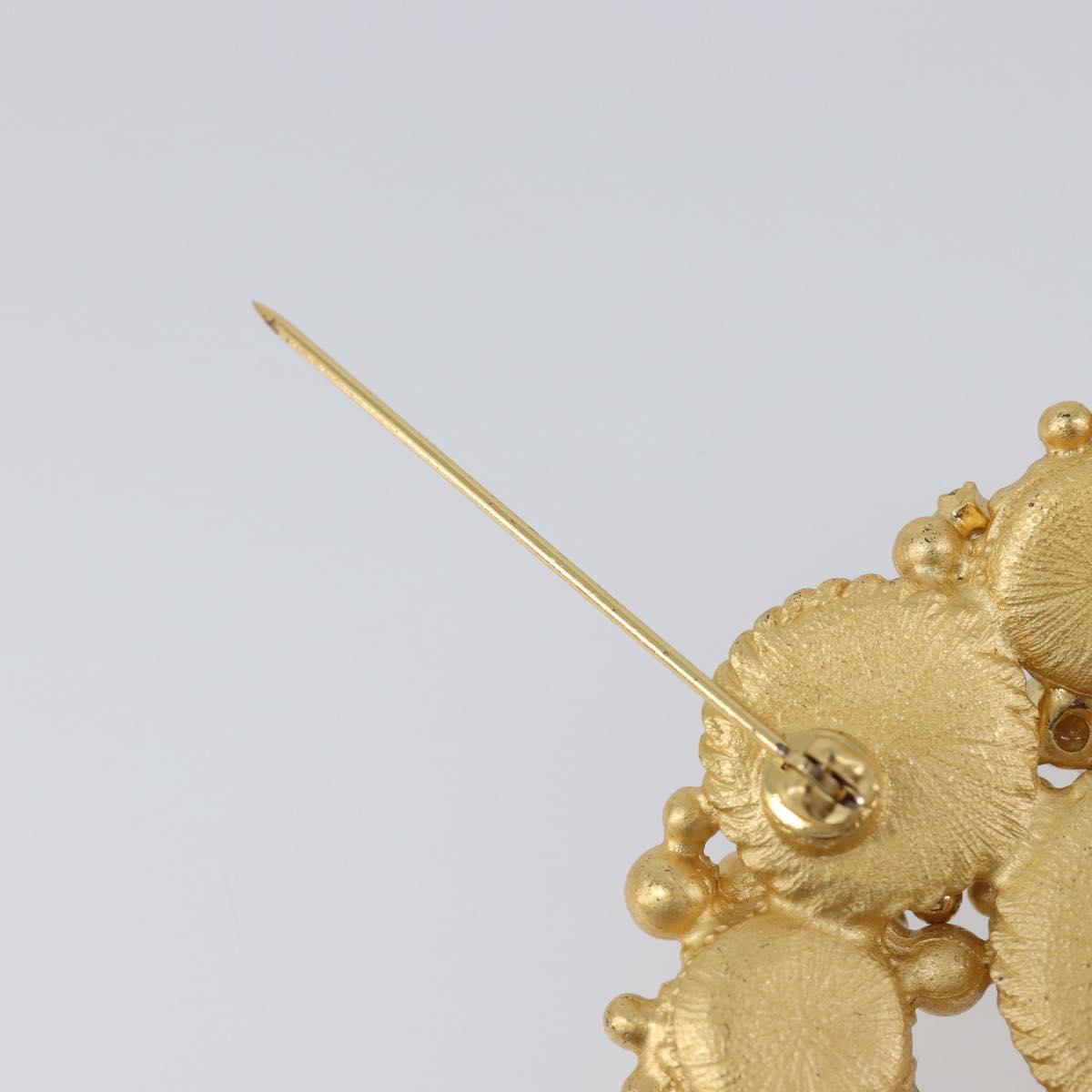 CHANEL Brooch Metal Gold CC Auth bs36908M