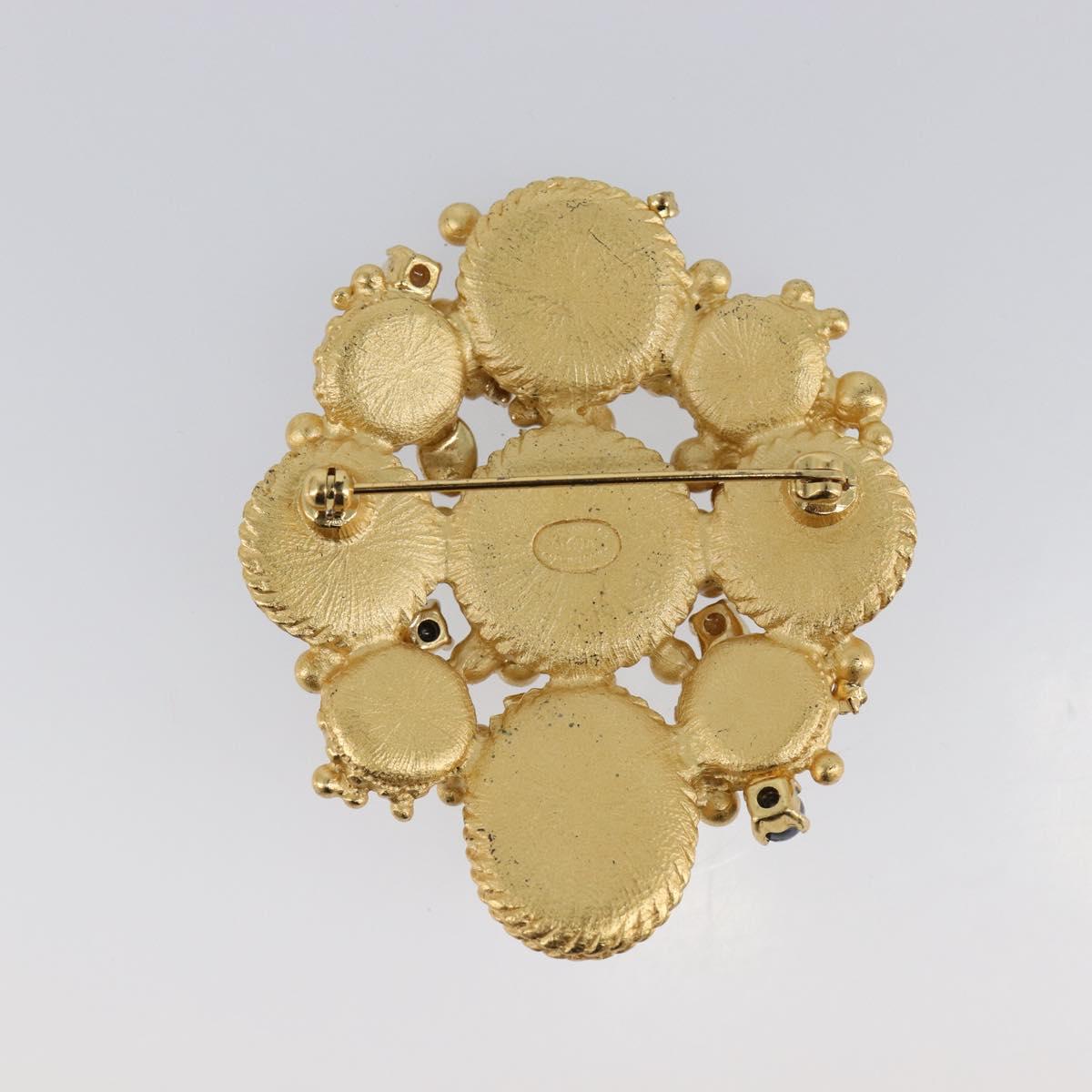 CHANEL Brooch Metal Gold CC Auth bs36908M