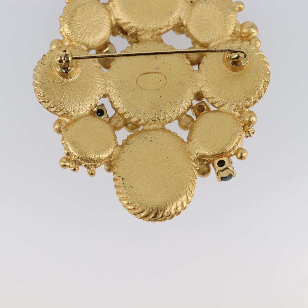 CHANEL Brooch Metal Gold CC Auth bs36908M