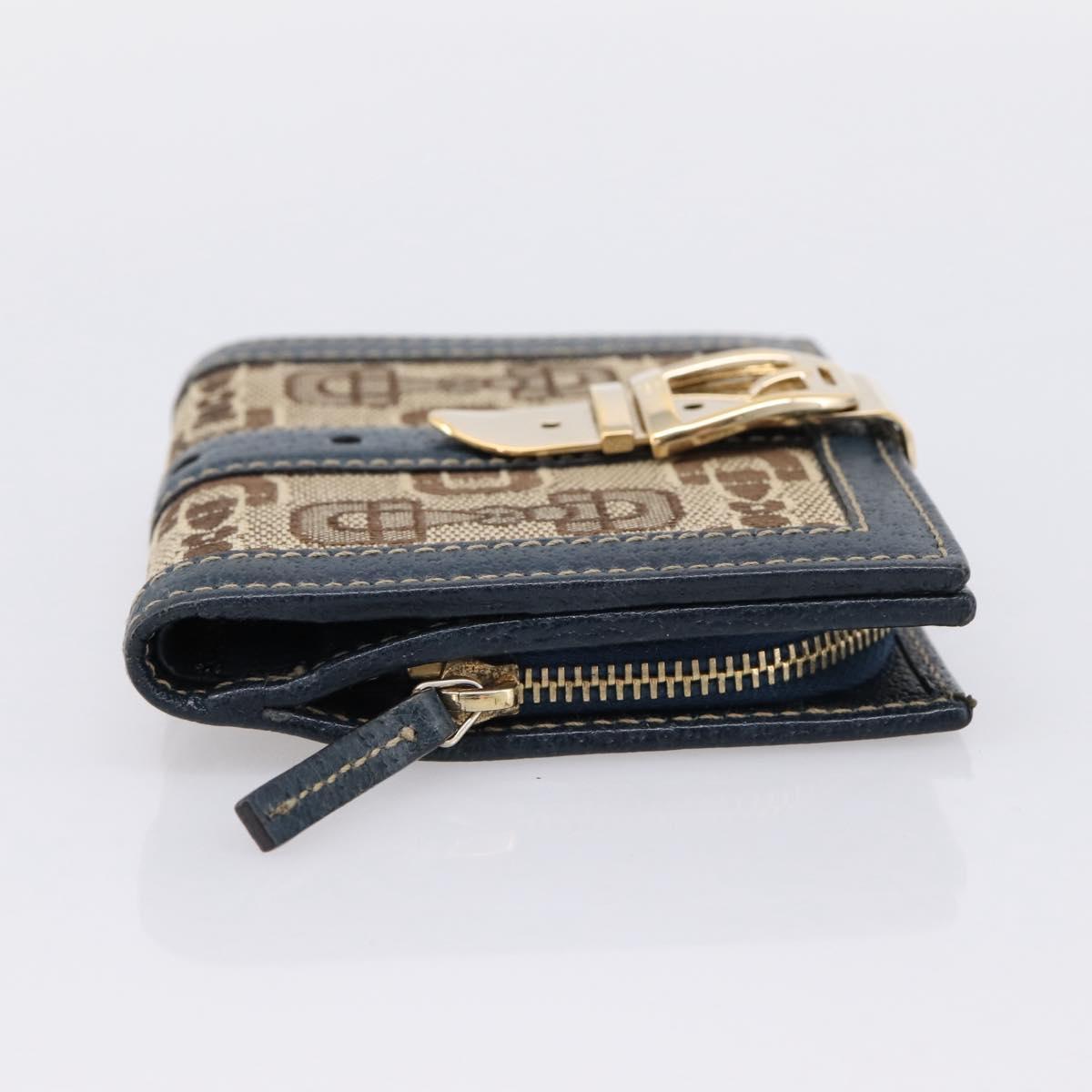 GUCCI Bifold Wallet Canvas Beige Gold Auth bs36910A