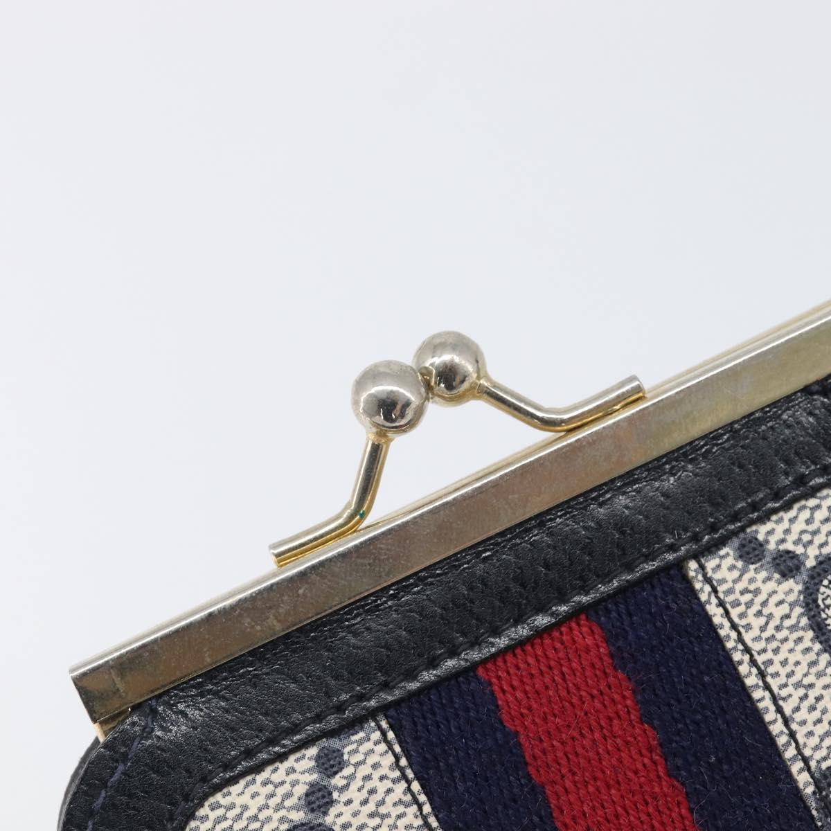 GUCCI GG Supreme Sherry Line Coin Purse PVC Gold Navy Auth bs36912