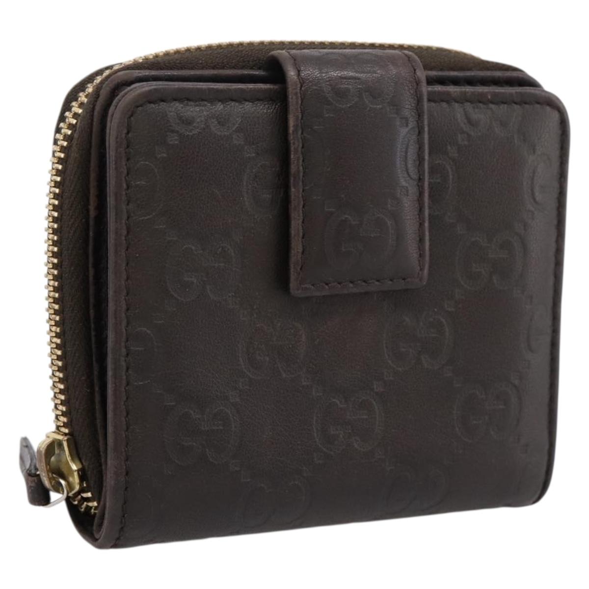 GUCCI GG Canvas Guccissima Wallet Leather Brown Gold 346056 4276 Auth bs36913