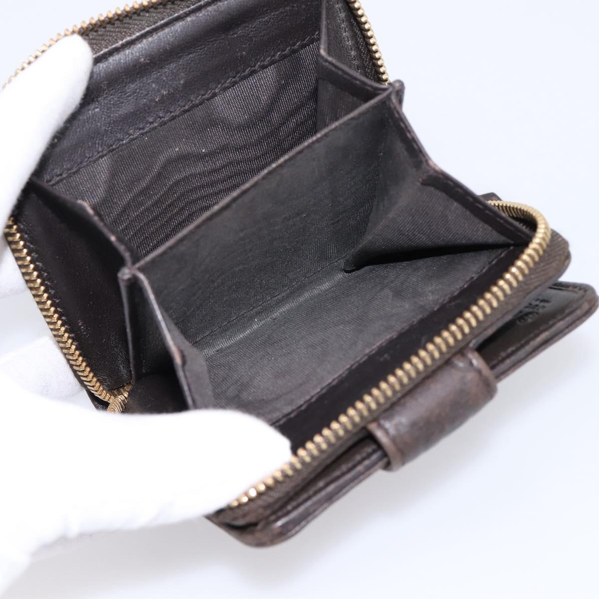 GUCCI GG Canvas Guccissima Wallet Leather Brown Gold 346056 4276 Auth bs36913