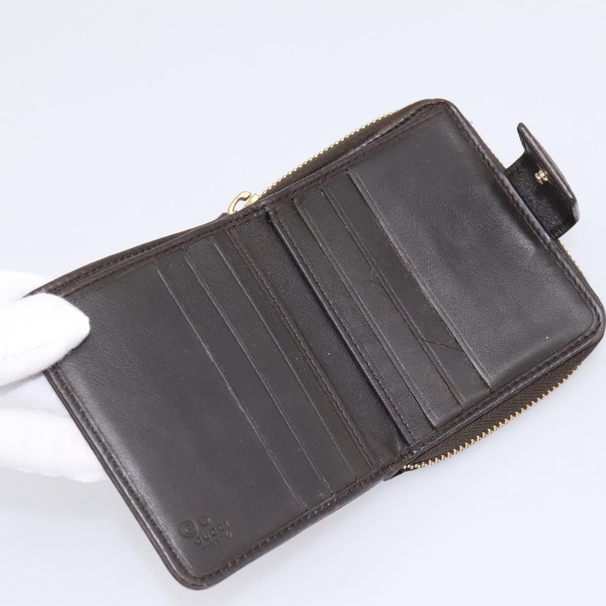 GUCCI GG Canvas Guccissima Wallet Leather Brown Gold 346056 4276 Auth bs36913
