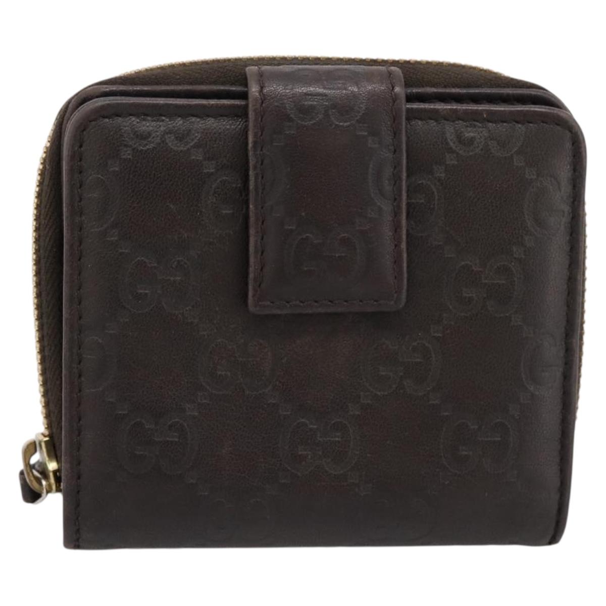 GUCCI GG Canvas Guccissima Wallet Leather Brown Gold 346056 4276 Auth bs36913