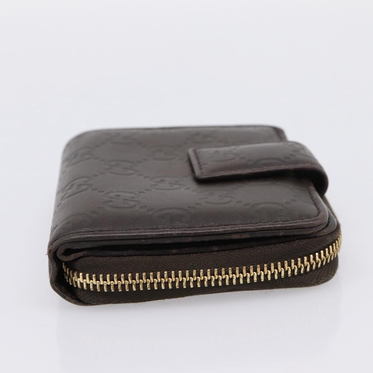 GUCCI GG Canvas Guccissima Wallet Leather Brown Gold 346056 4276 Auth bs36913