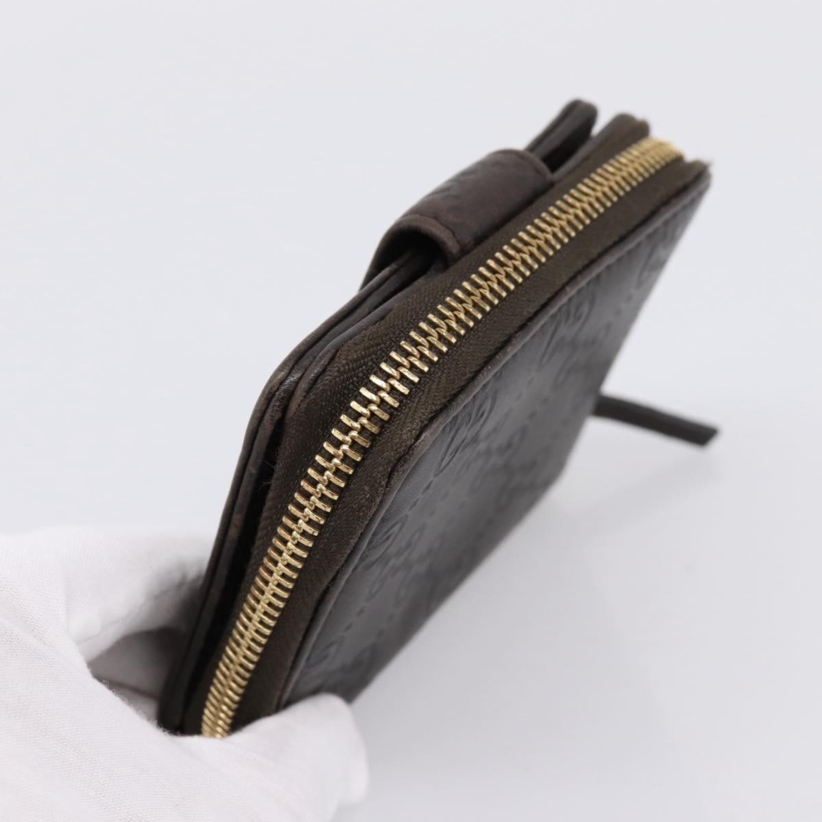 GUCCI GG Canvas Guccissima Wallet Leather Brown Gold 346056 4276 Auth bs36913