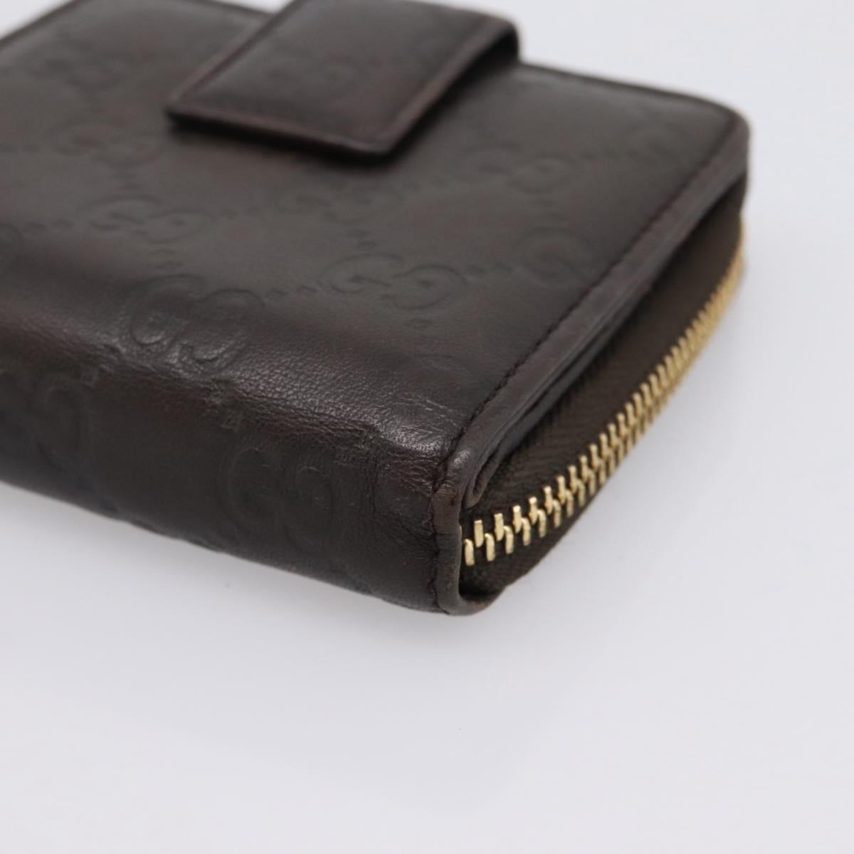 GUCCI GG Canvas Guccissima Wallet Leather Brown Gold 346056 4276 Auth bs36913