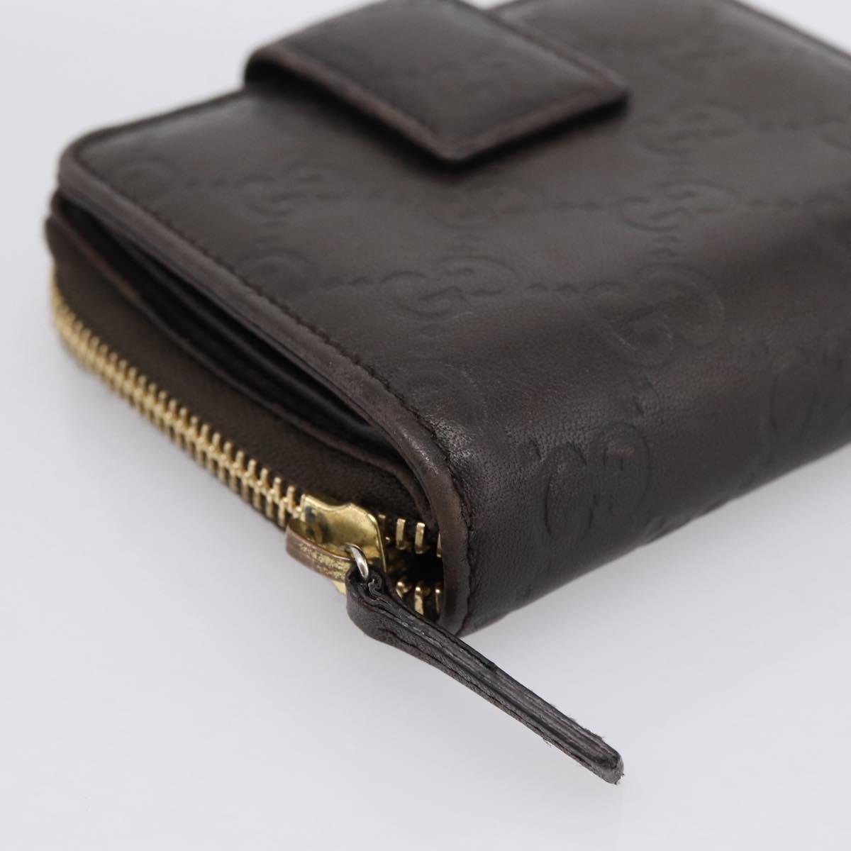 GUCCI GG Canvas Guccissima Wallet Leather Brown Gold 346056 4276 Auth bs36913