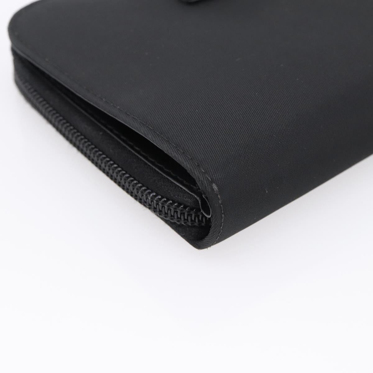 PRADA Bifold Wallet Nylon Black Silver Auth bs36914