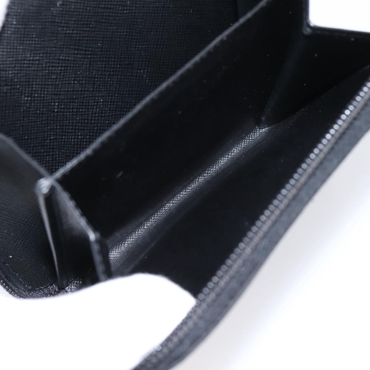 PRADA Bifold Wallet Nylon Black Silver Auth bs36914