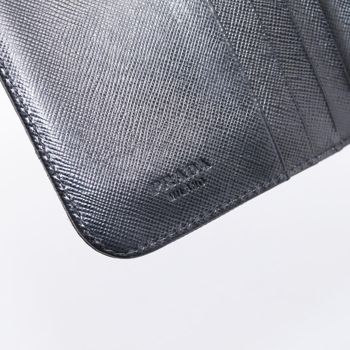 PRADA Bifold Wallet Nylon Black Silver Auth bs36914