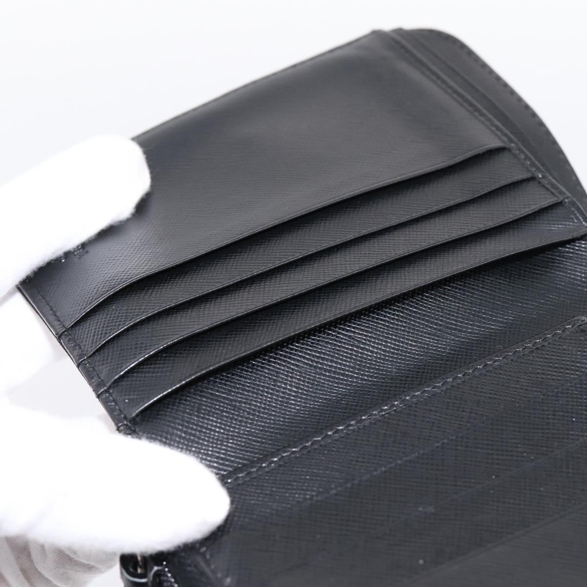 PRADA Bifold Wallet Nylon Black Silver Auth bs36914
