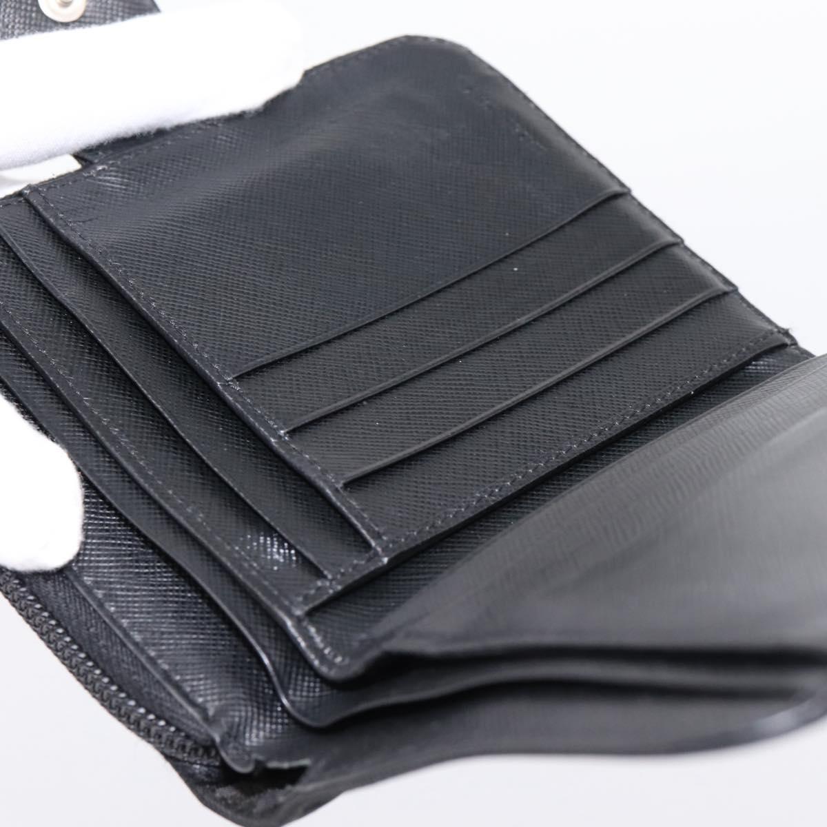 PRADA Bifold Wallet Nylon Black Silver Auth bs36914
