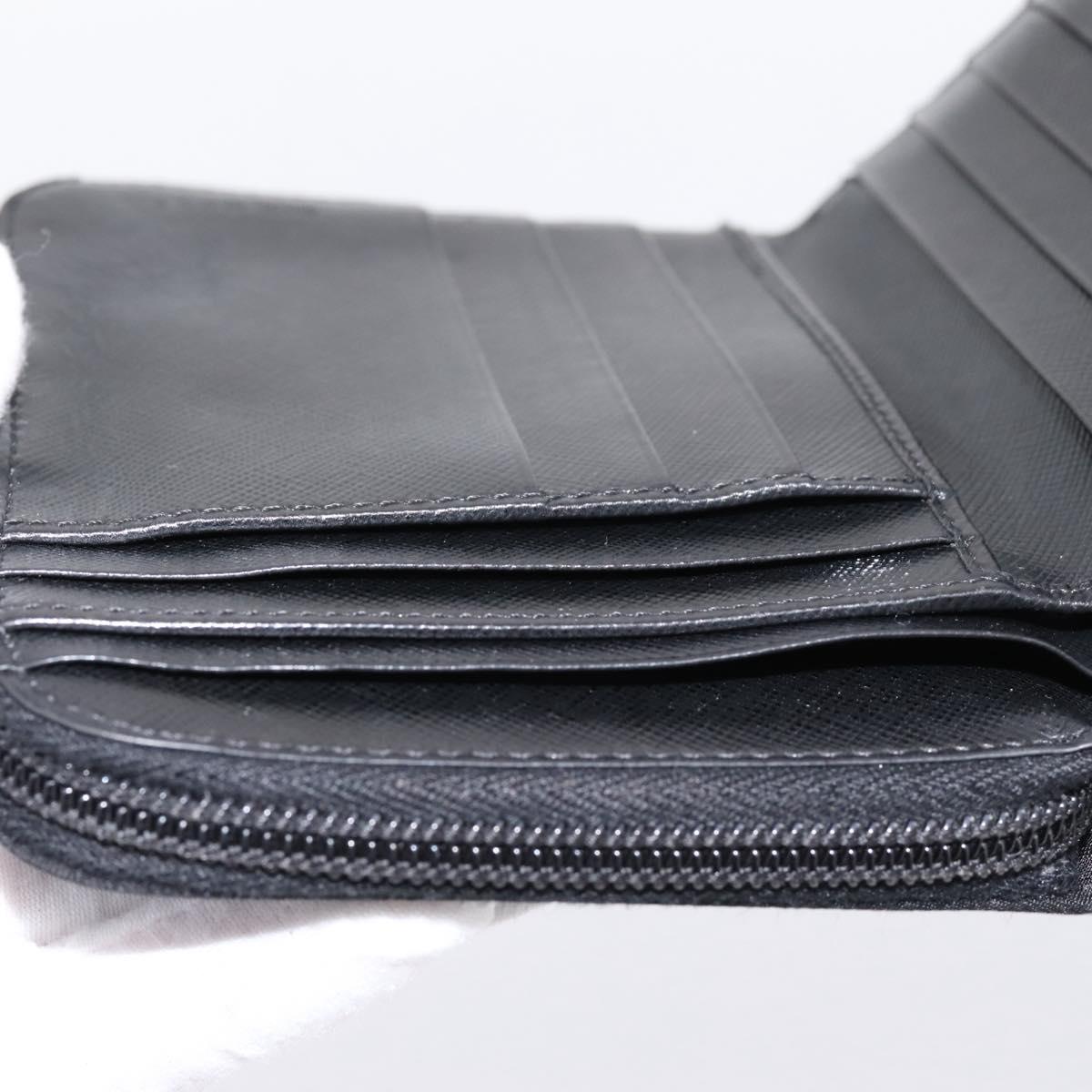 PRADA Bifold Wallet Nylon Black Silver Auth bs36914