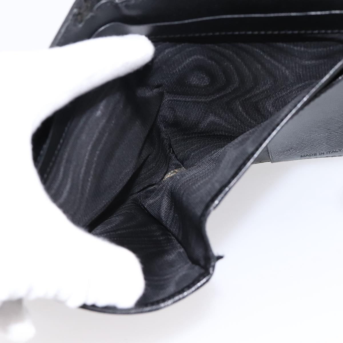PRADA Bifold Wallet Nylon Black Silver Auth bs36914