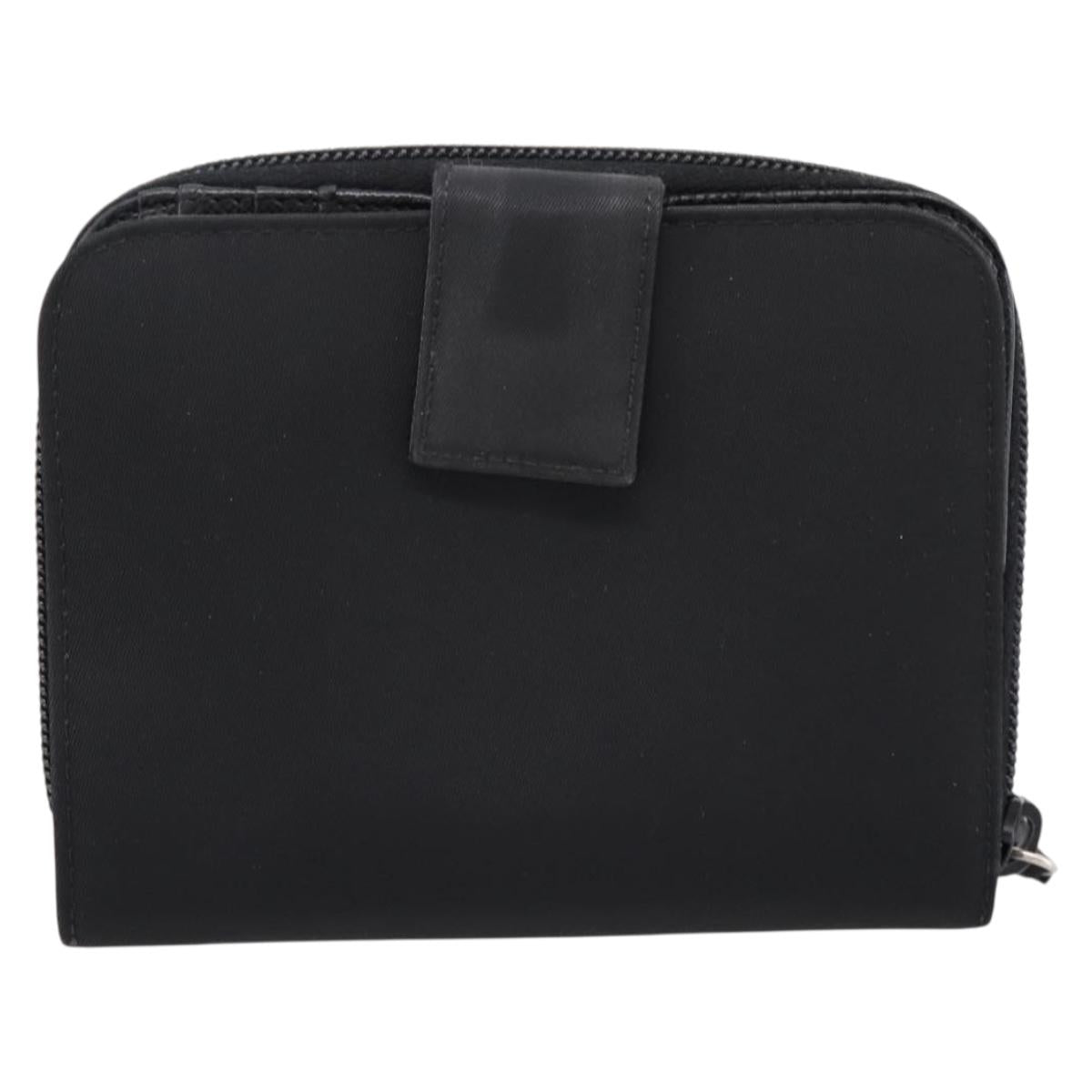 PRADA Bifold Wallet Nylon Black Silver Auth bs36914