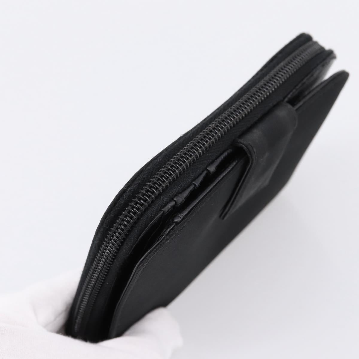 PRADA Bifold Wallet Nylon Black Silver Auth bs36914