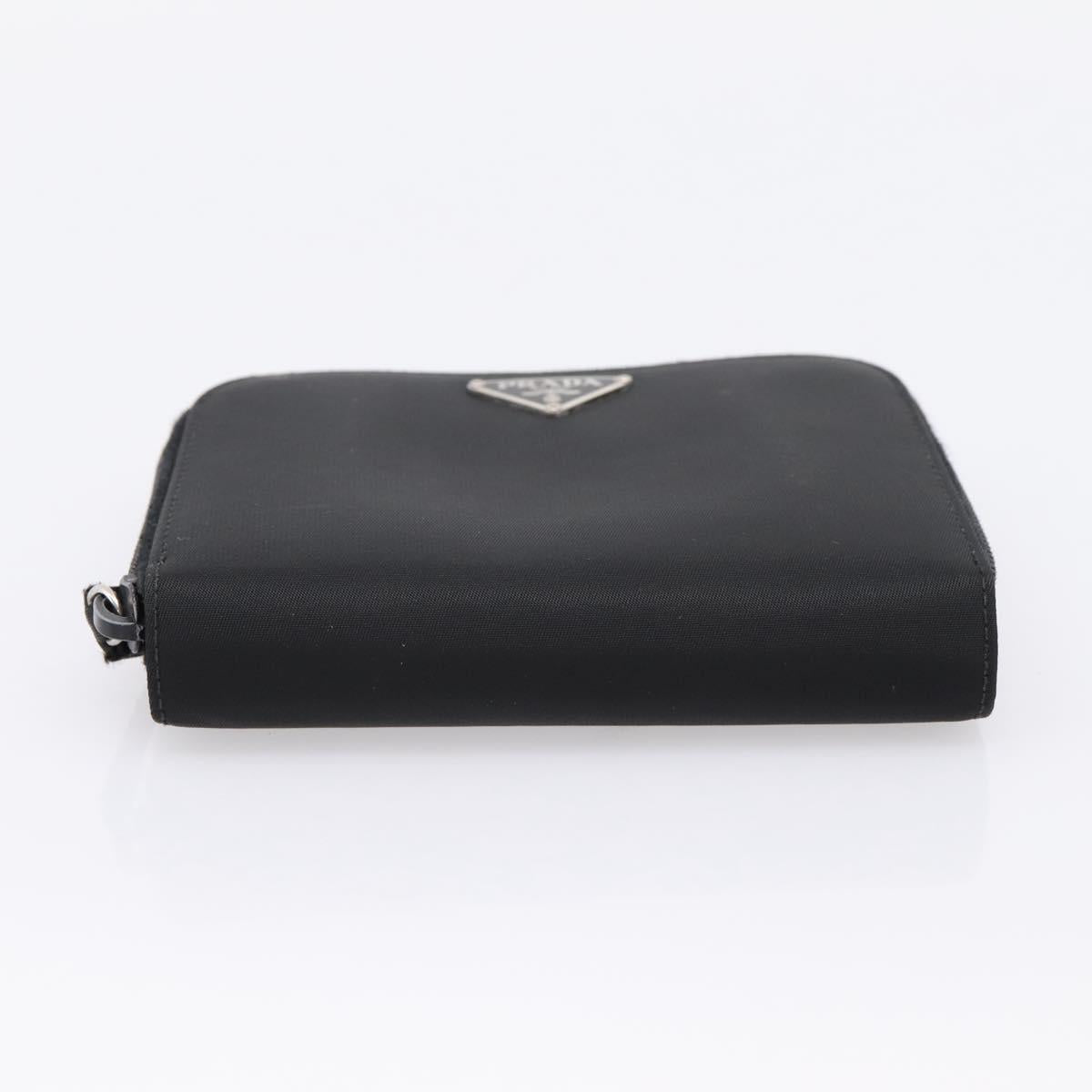 PRADA Bifold Wallet Nylon Black Silver Auth bs36914