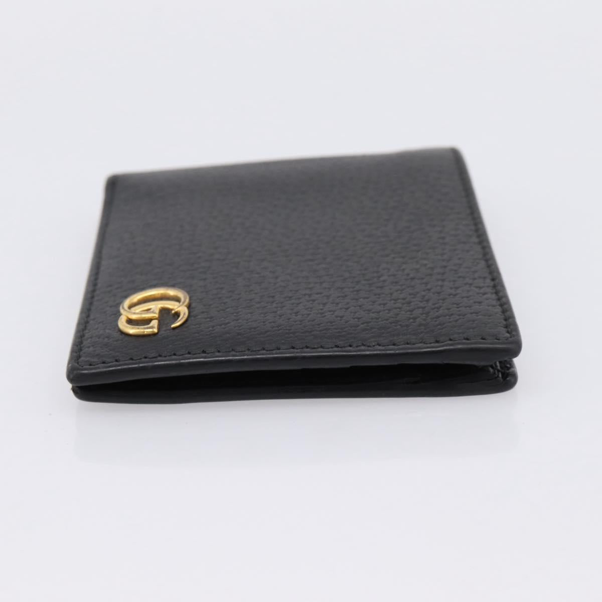 GUCCI GG Marmont Bifold Wallet Leather Black Gold 428725 Auth bs36915