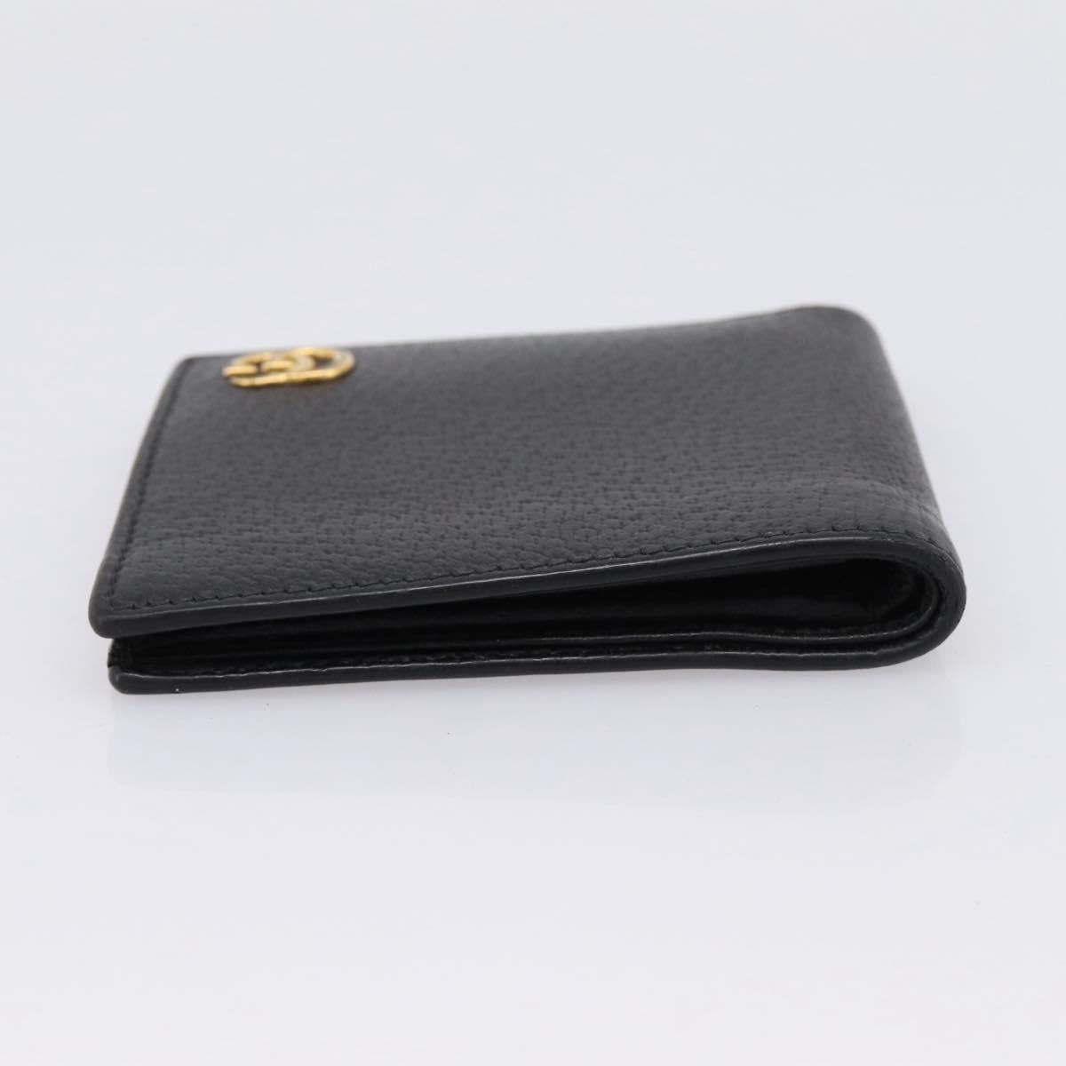 GUCCI GG Marmont Bifold Wallet Leather Black Gold 428725 Auth bs36915