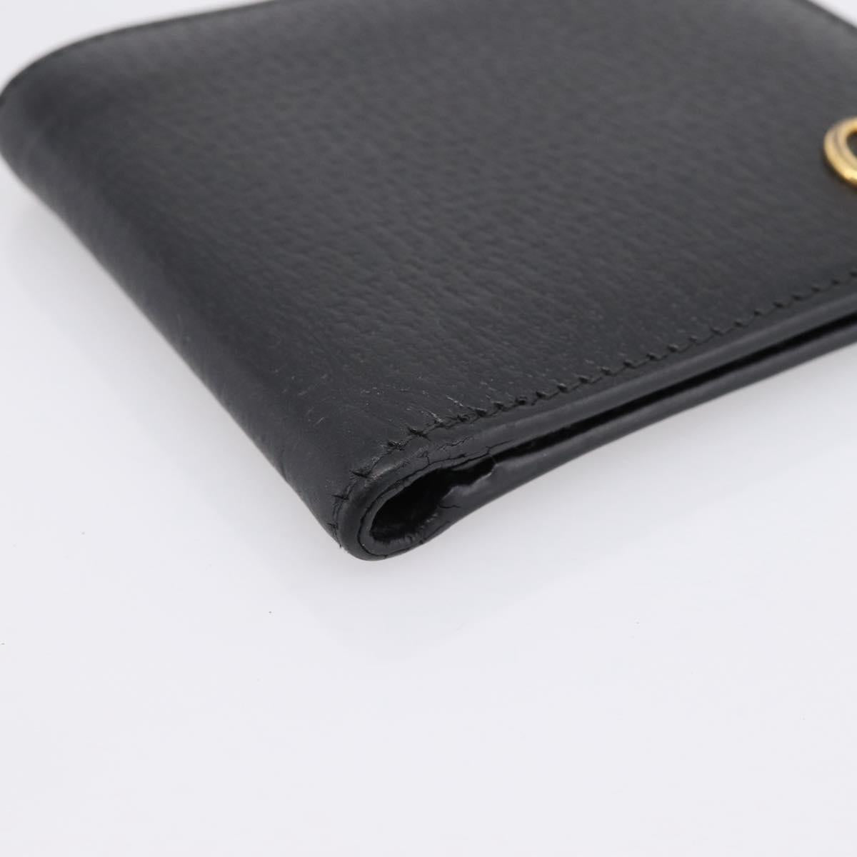 GUCCI GG Marmont Bifold Wallet Leather Black Gold 428725 Auth bs36915