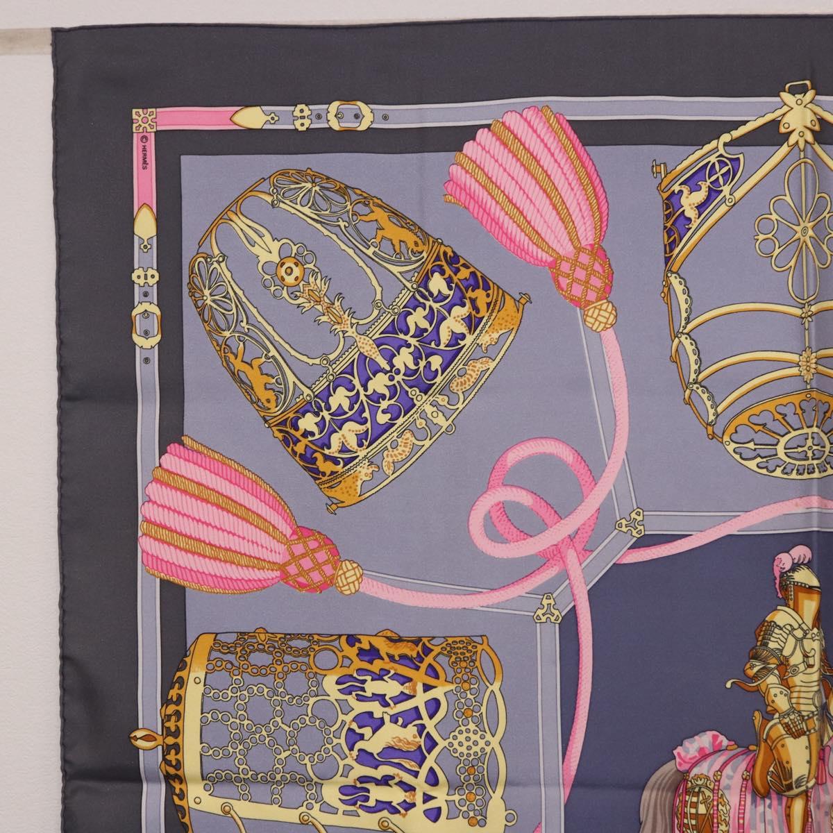 HERMES Carre 90 Scarf ""LES MU SEROLLES"" Silk Light Blue Auth bs36919