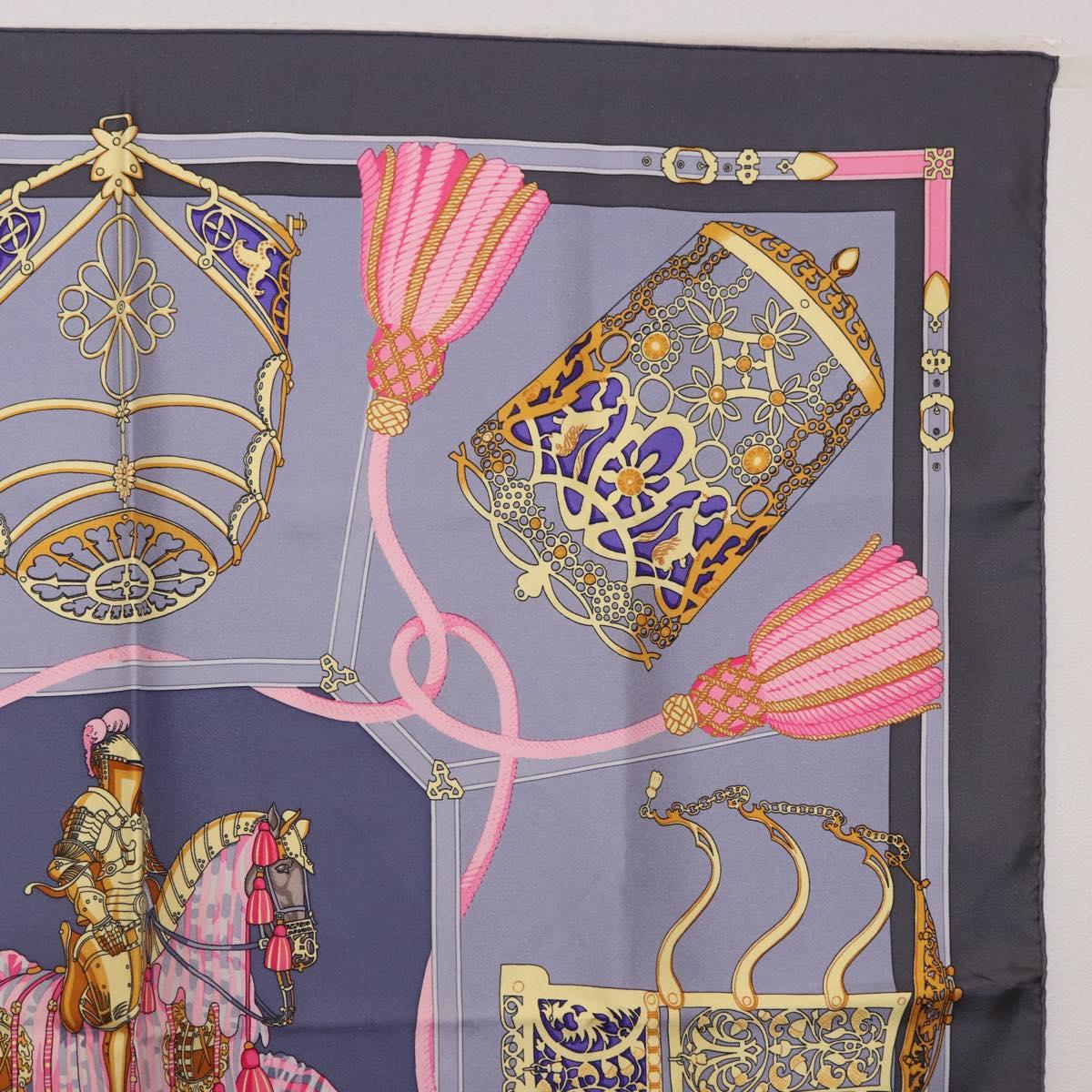 HERMES Carre 90 Scarf ""LES MU SEROLLES"" Silk Light Blue Auth bs36919