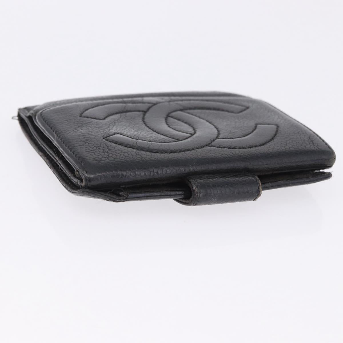 CHANEL Wallet Leather 3 Set Black CC Auth bs36923