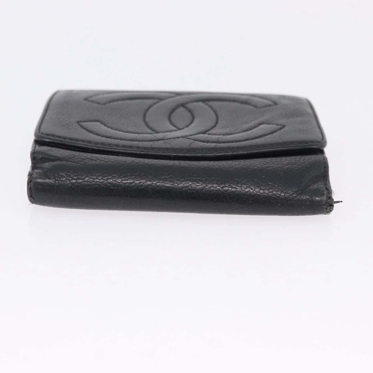 CHANEL Wallet Leather 3 Set Black CC Auth bs36923