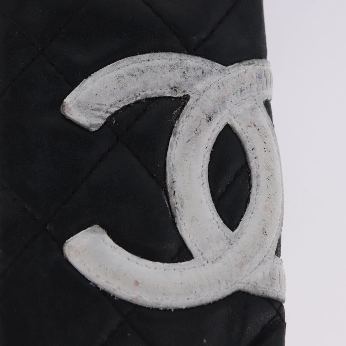 CHANEL Wallet Leather 3 Set Black CC Auth bs36923