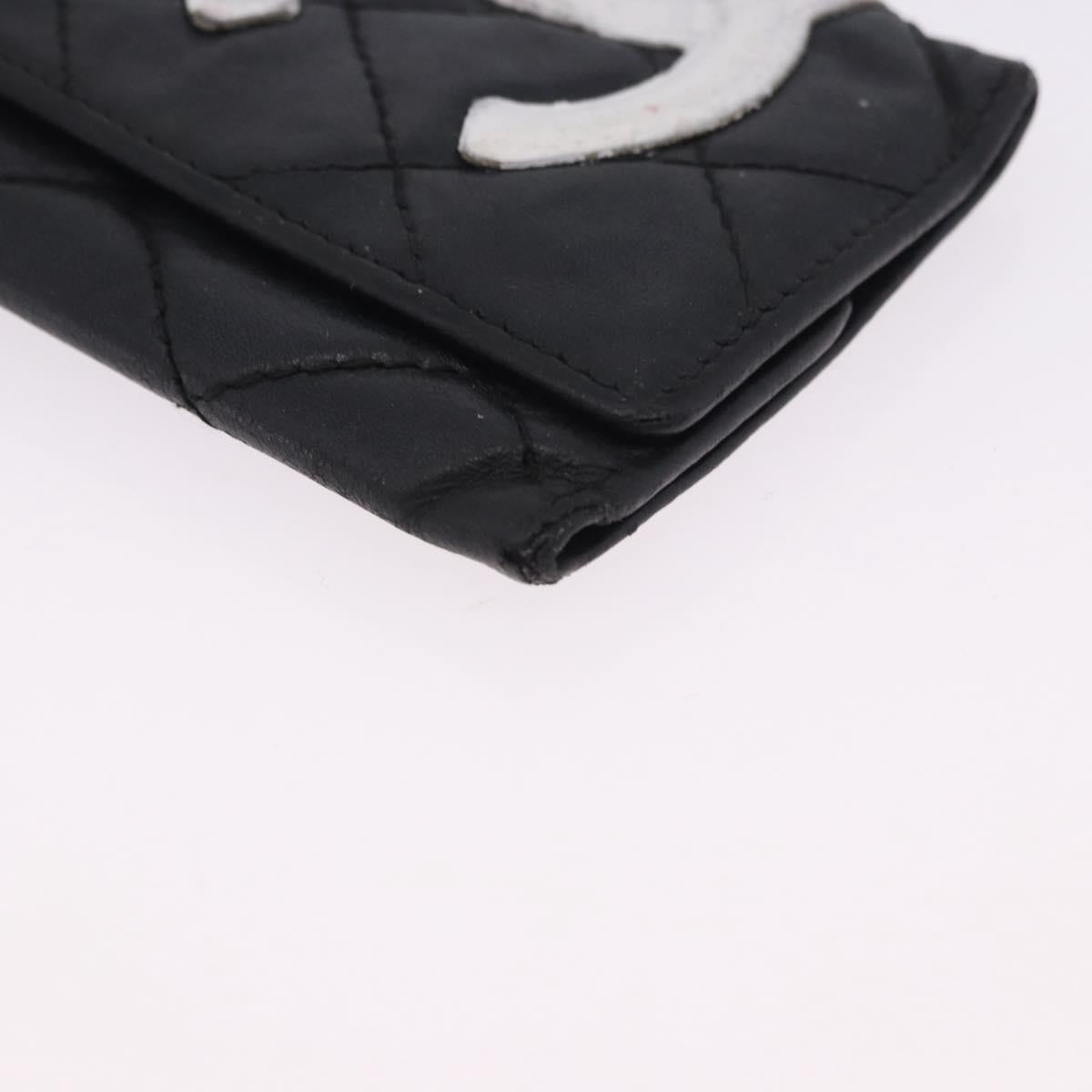 CHANEL Wallet Leather 3 Set Black CC Auth bs36923