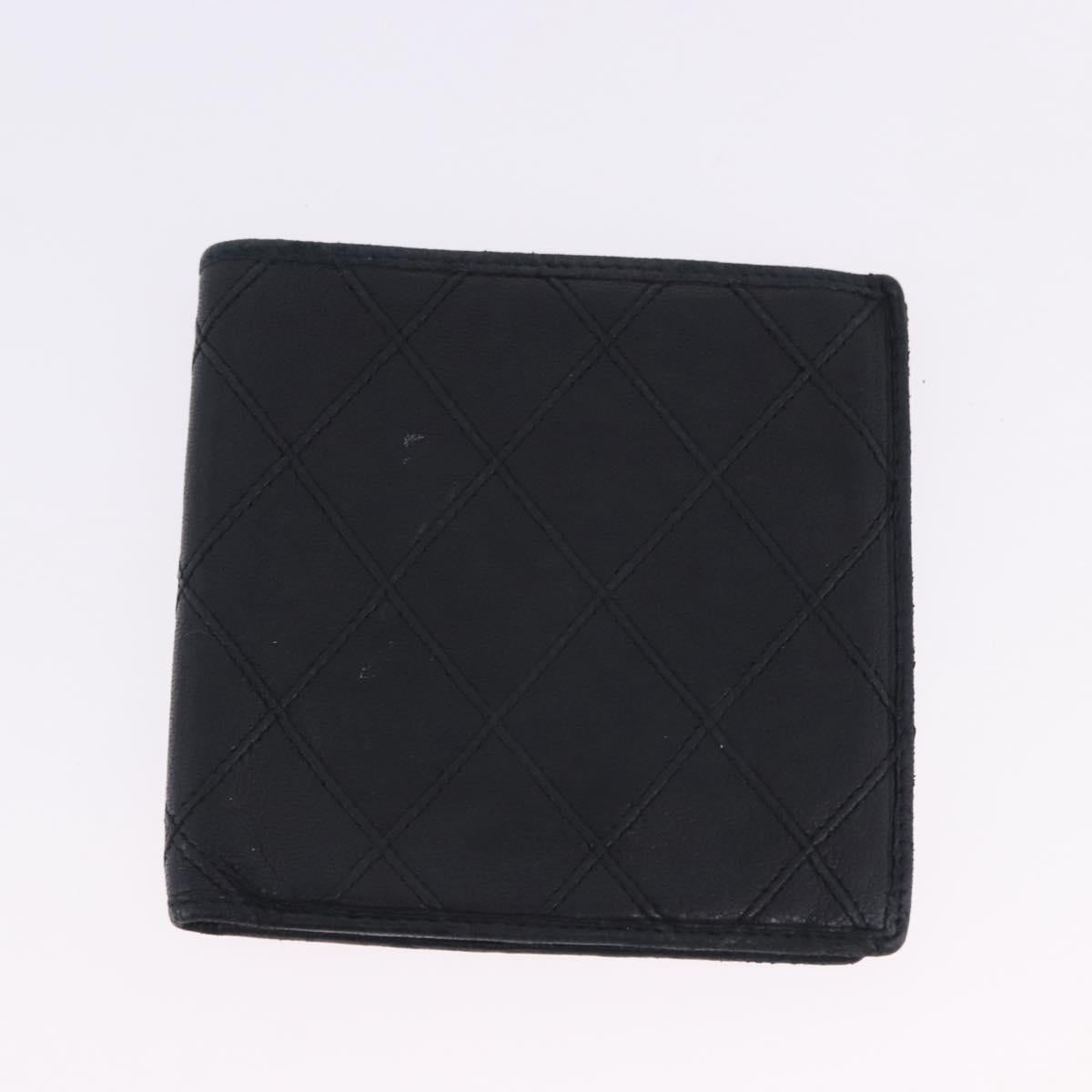 CHANEL Wallet Leather 2 Set Black CC Auth bs36925