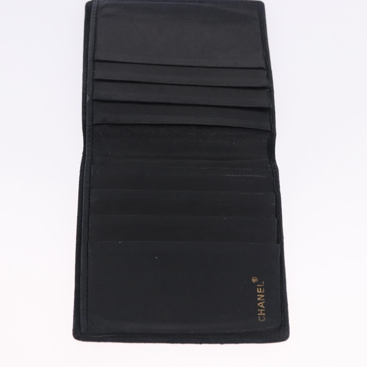 CHANEL Wallet Leather 2 Set Black CC Auth bs36925