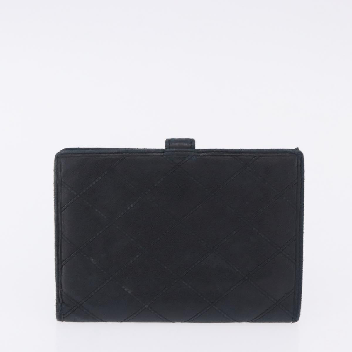 CHANEL Wallet Leather 2 Set Black CC Auth bs36925