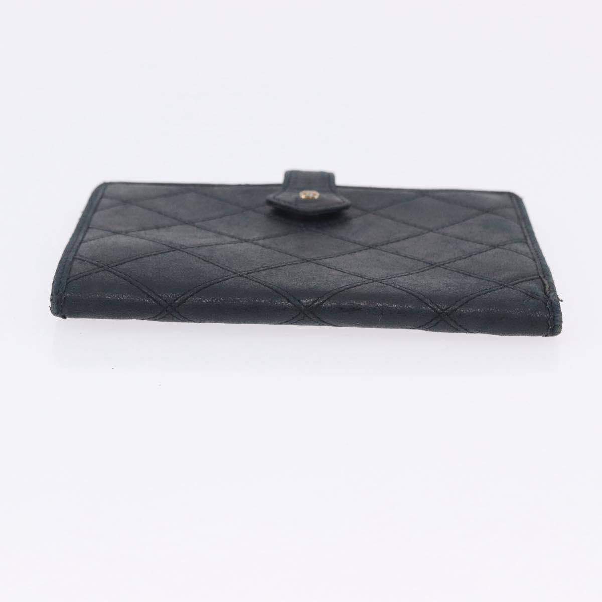 CHANEL Wallet Leather 2 Set Black CC Auth bs36925