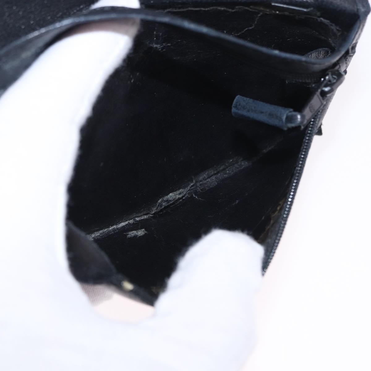 CHANEL Wallet Leather 2 Set Black CC Auth bs36925