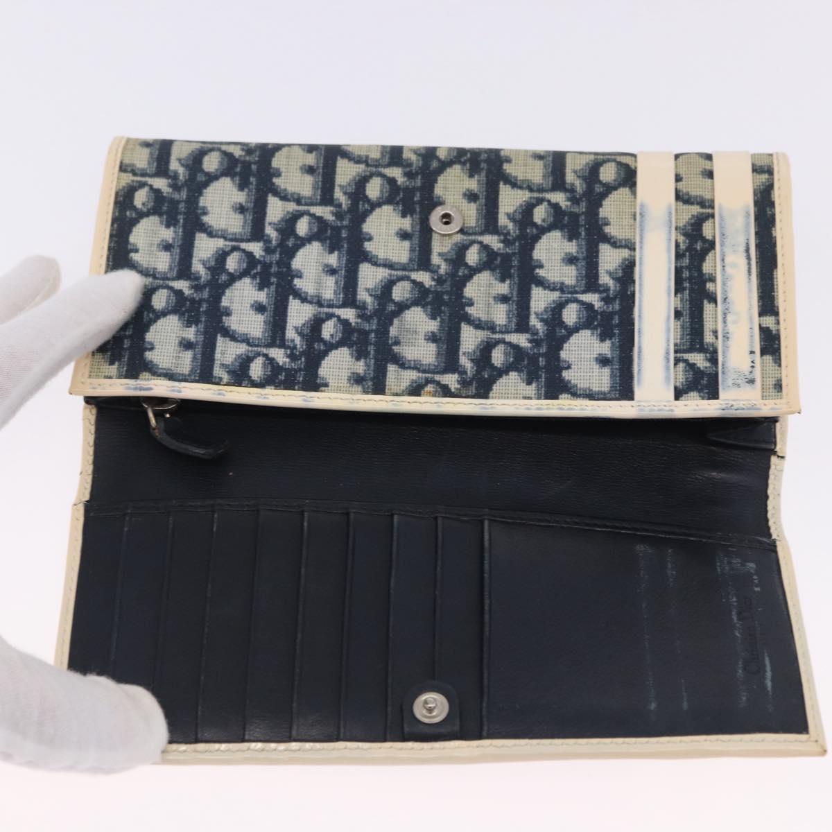 Christian Dior Trotter Canvas Wallet PVC 2 Set Navy Brown Auth bs36928