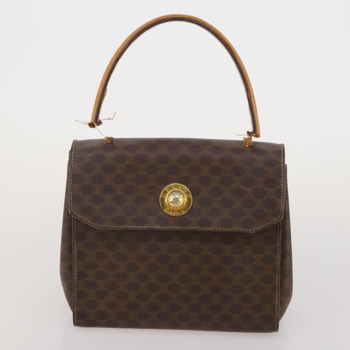 CELINE Macadam Canvas Shoulder Bag PVC Leather 3 Set Brown Auth bs36930