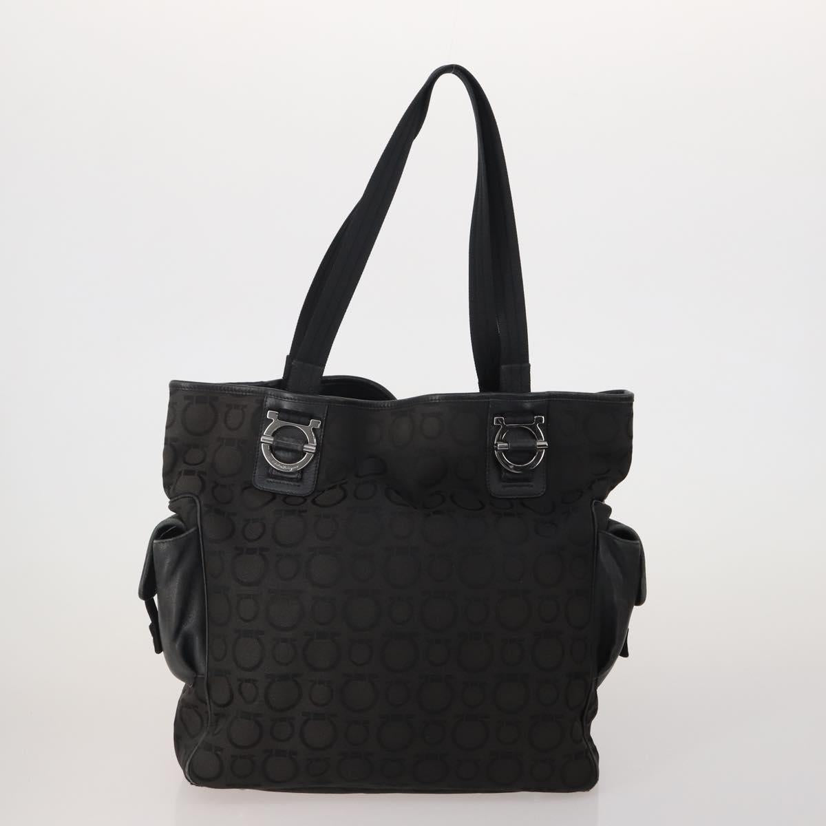 Salvatore Ferragamo Shoulder Bag Nylon Canvas Felt 4 Set Black Auth bs36931