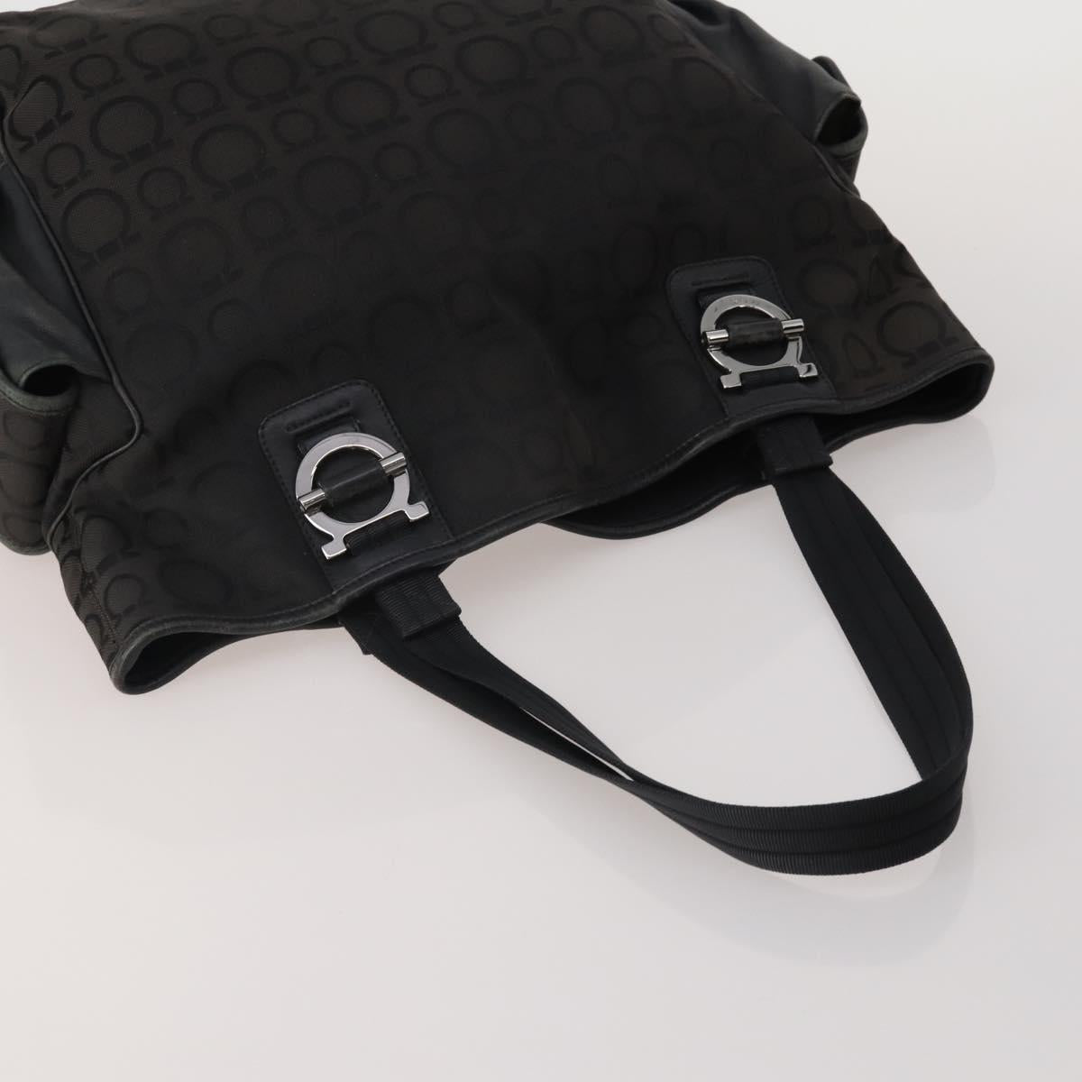Salvatore Ferragamo Shoulder Bag Nylon Canvas Felt 4 Set Black Auth bs36931