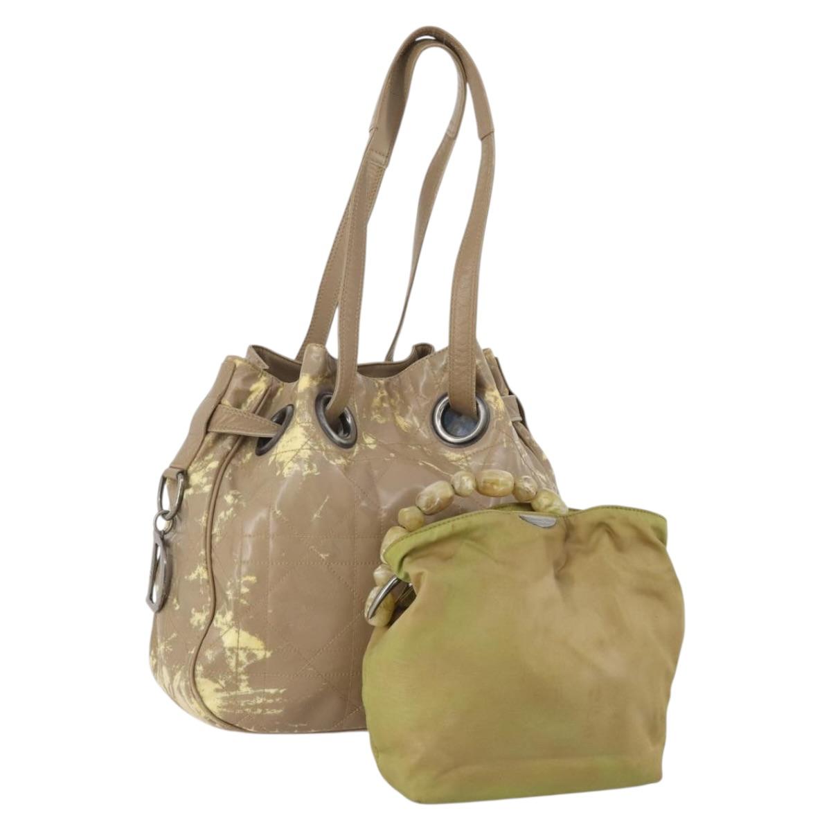 Christian Dior Shoulder Bag Nylon PVC Canvas 2 Set Brown Auth bs36932