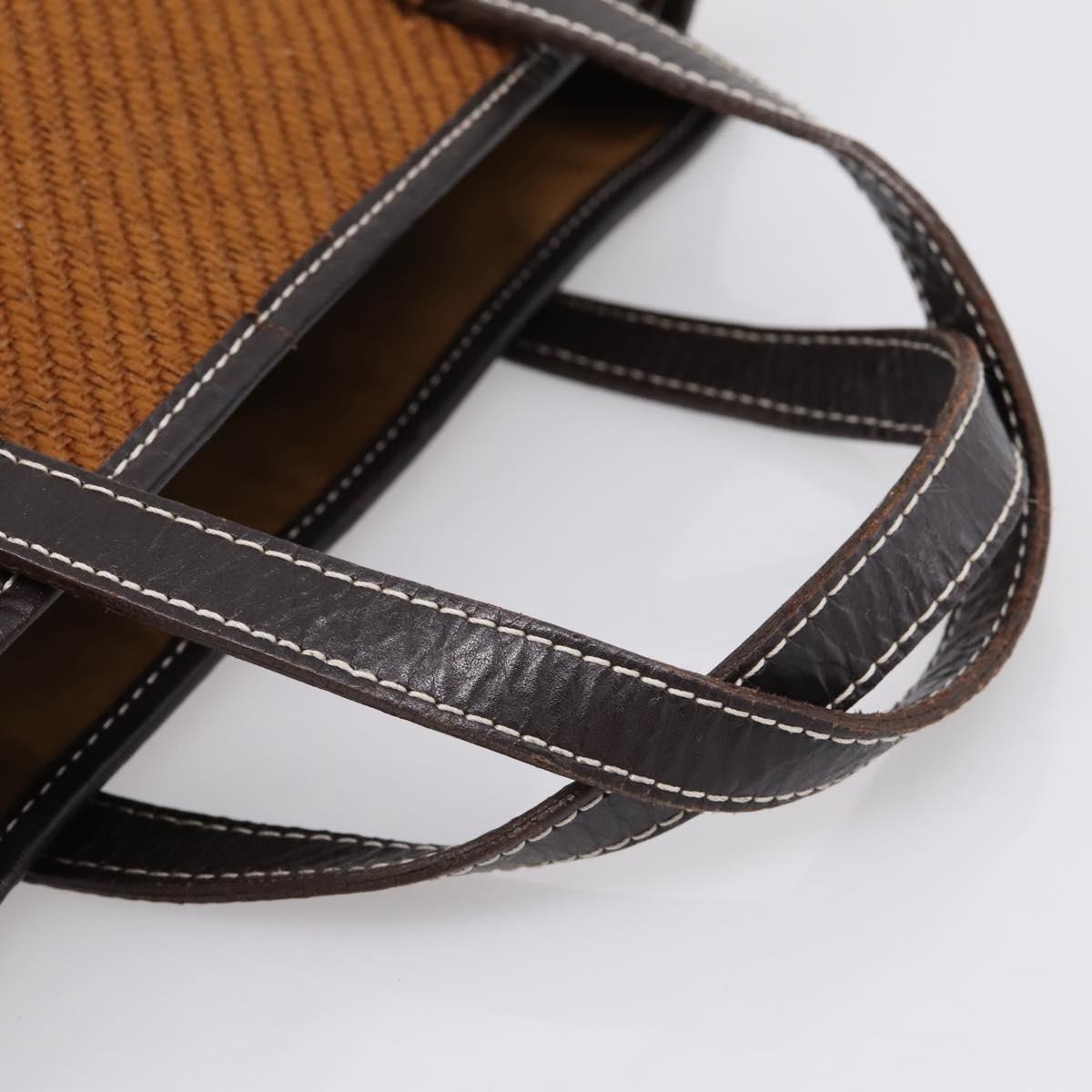 BURBERRY Nova Check Blue Label Hand Bag Wool Brown Gold Auth bs36933