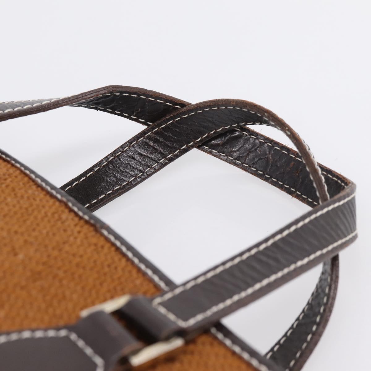 BURBERRY Nova Check Blue Label Hand Bag Wool Brown Gold Auth bs36933