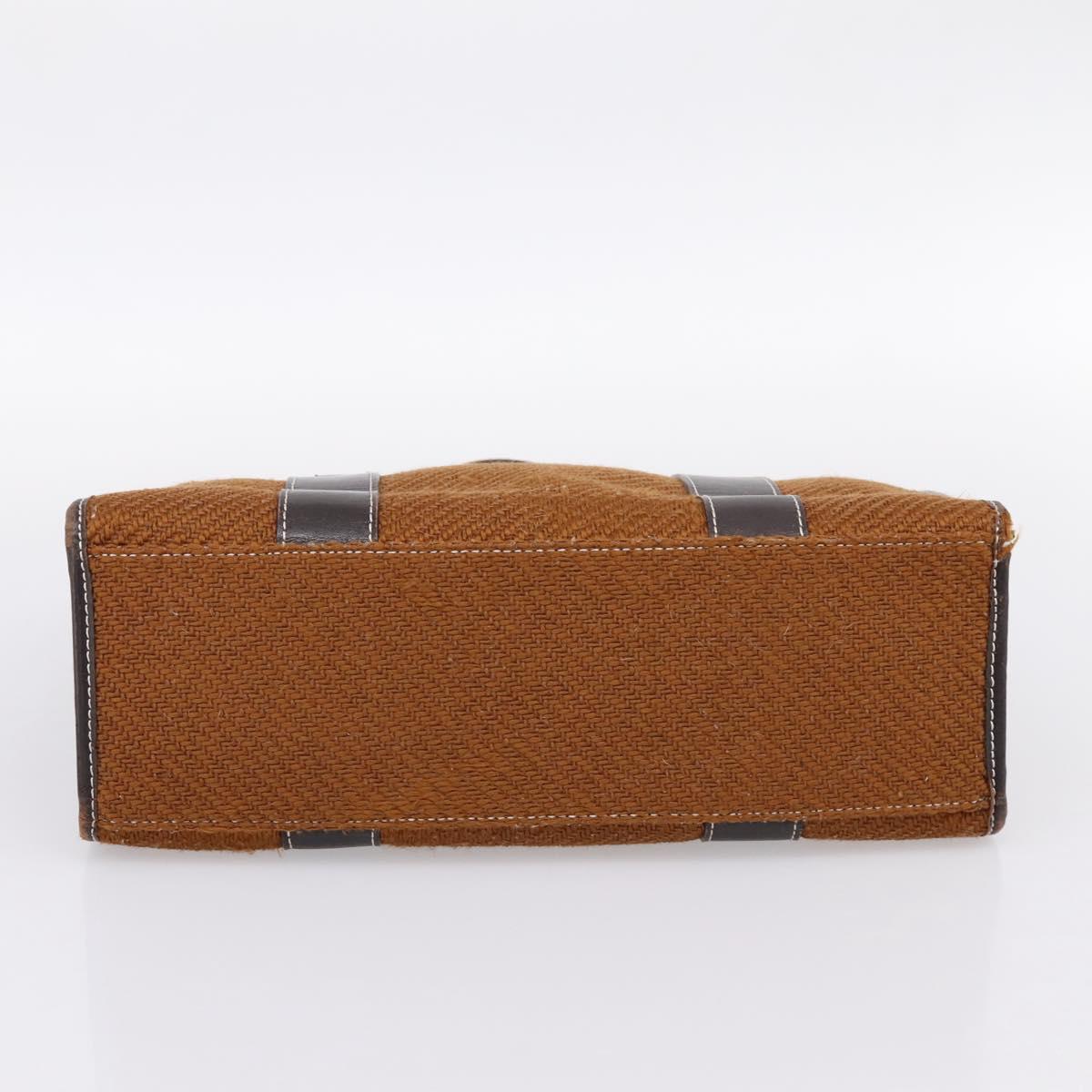 BURBERRY Nova Check Blue Label Hand Bag Wool Brown Gold Auth bs36933