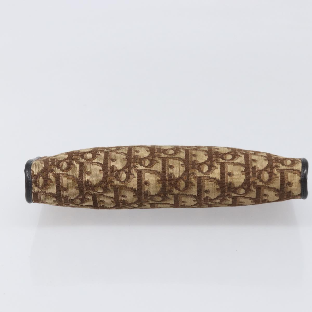 Christian Dior Trotter Canvas Clutch Bag Brown Gold Auth bs36935